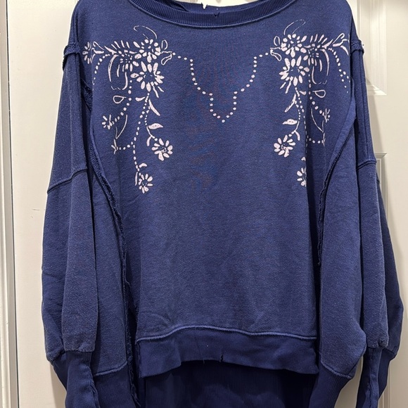 Free People Tops - FREE PEOPLE WE THE FREE CAMDEN GRAPHIC SWEATSHIRT Floral Blue NWT sz S, M